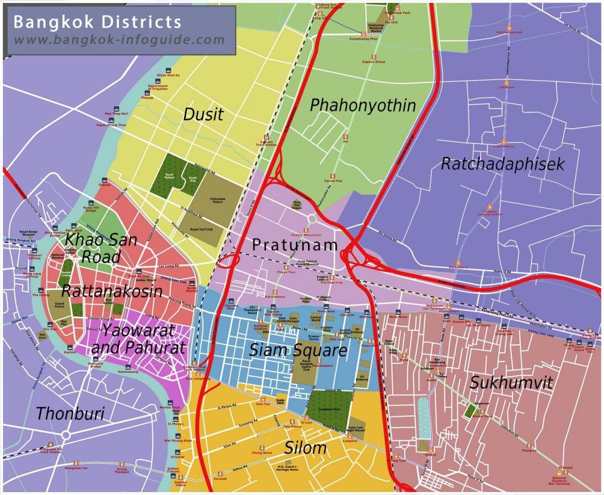 Mapa dos bairros de Banguecoque (Krung Thep)