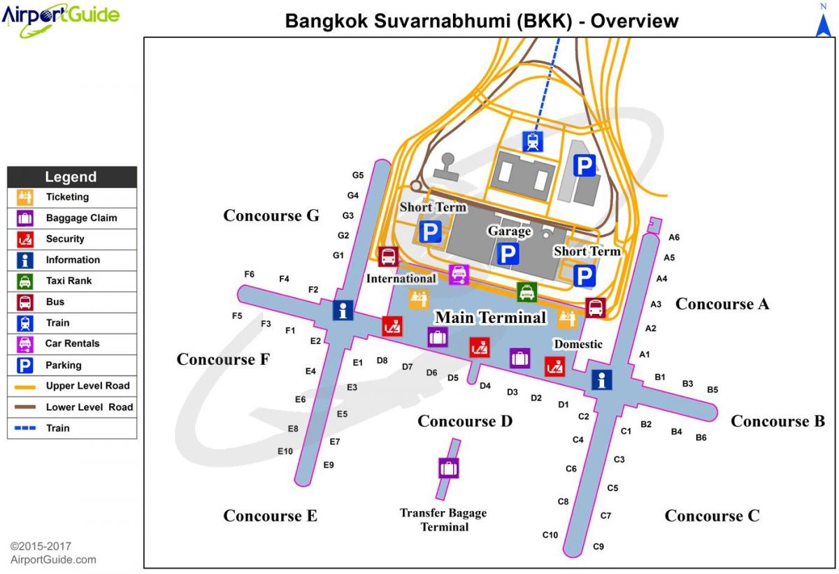Mapa do terminal do aeroporto de Banguecoque (Krung Thep)