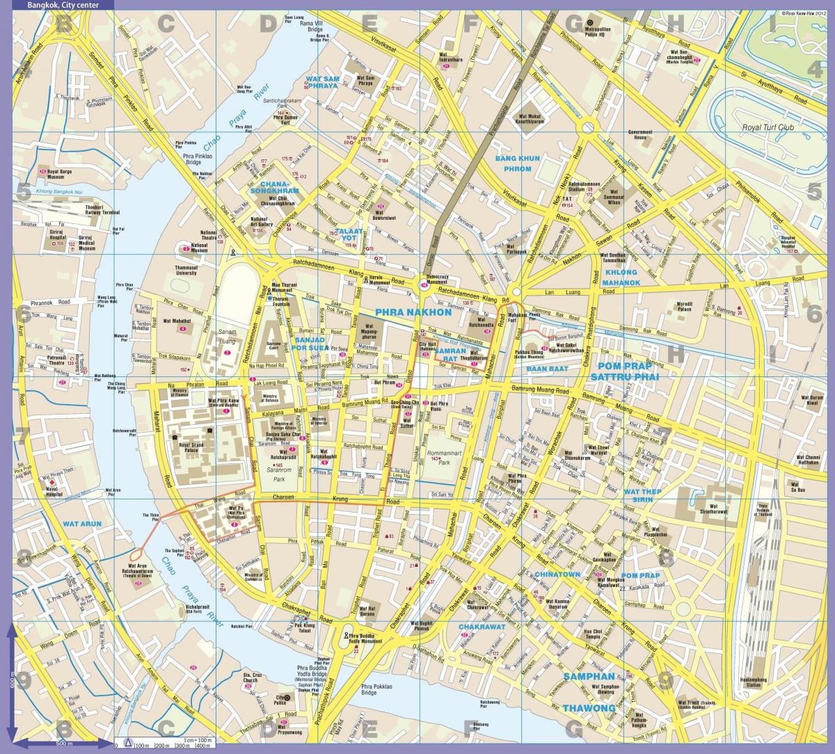 Banguecoque (Krung Thep) mapa do centro da cidade