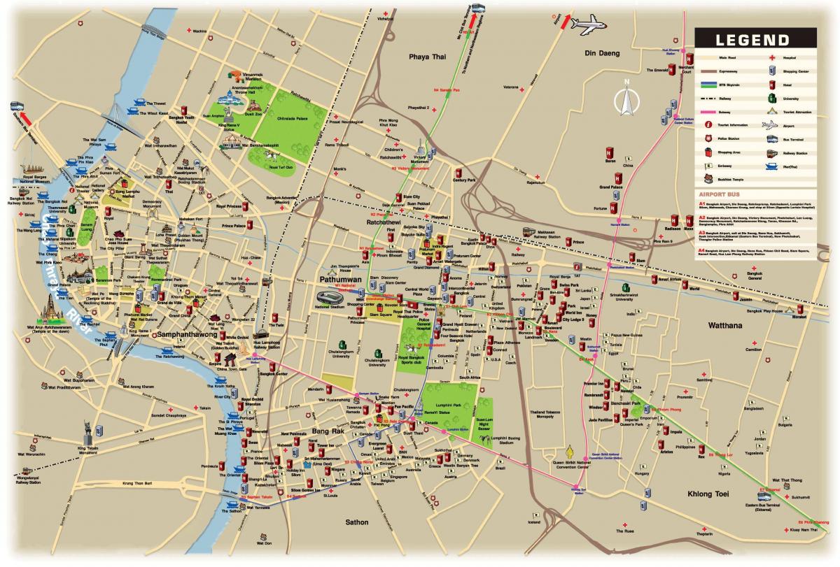 Banguecoque (Krung Thep) mapa da cidade