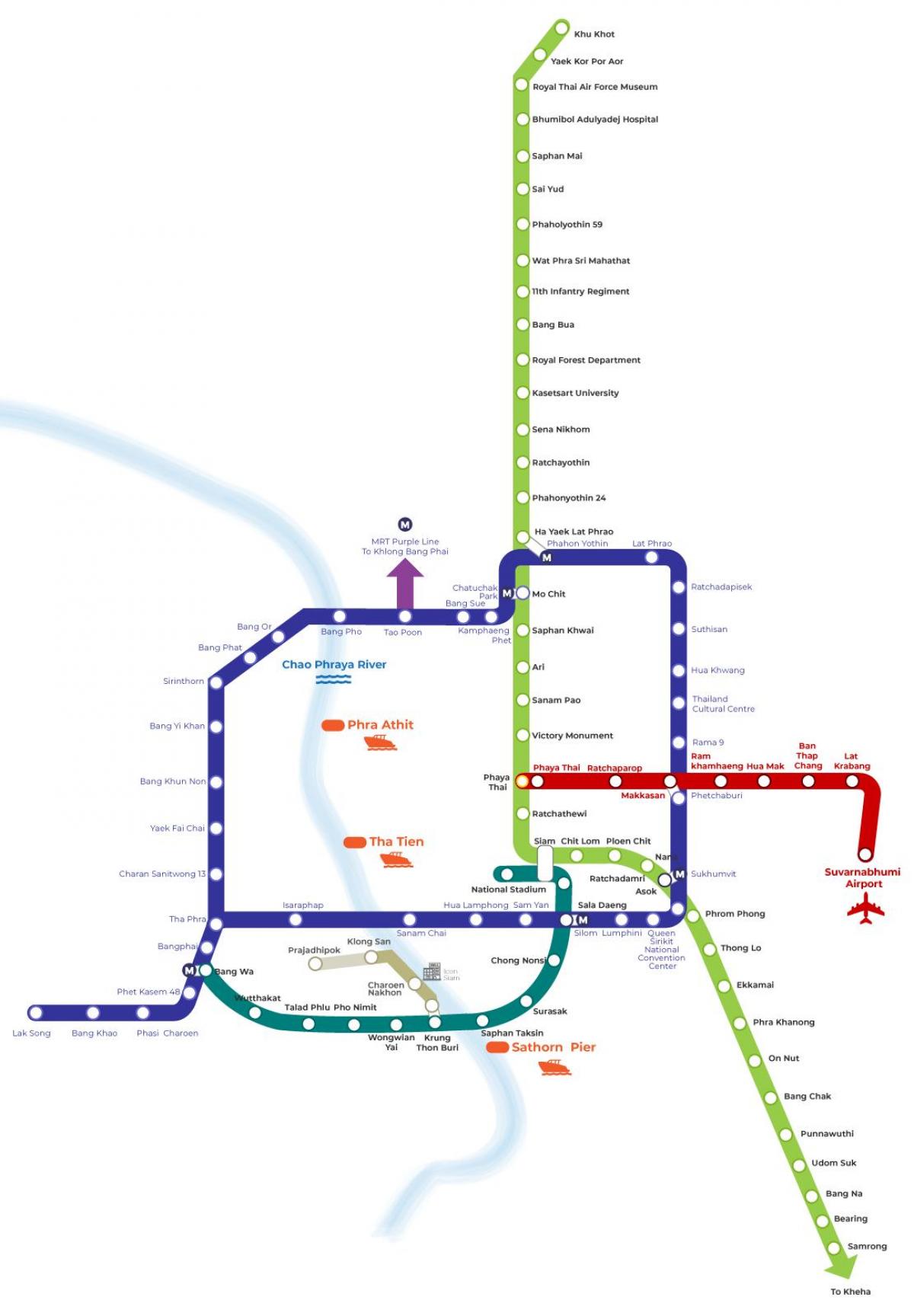 Bangkok (Krung Thep) mapa da estação de metrô